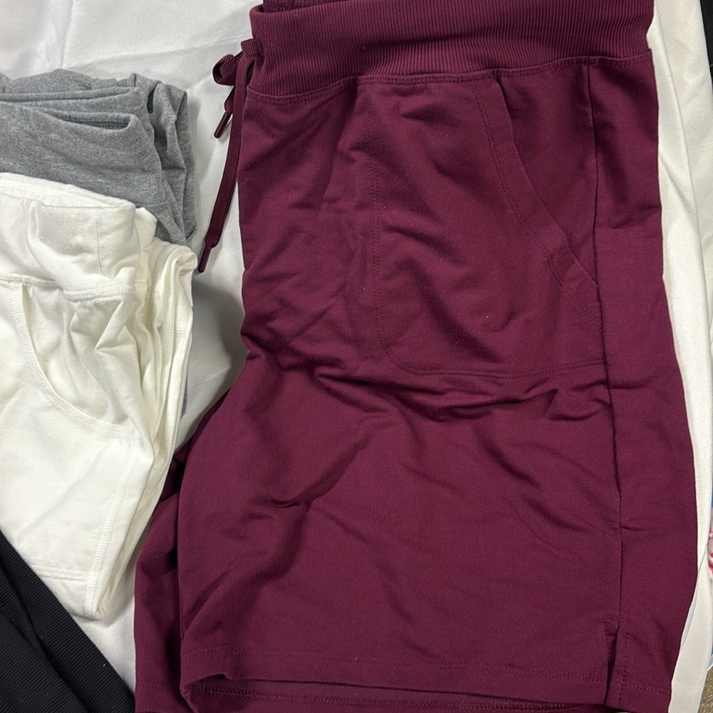 Athletic Womens capris and short Set - Gray, White, Black, burgundy - Picture 2 of 7